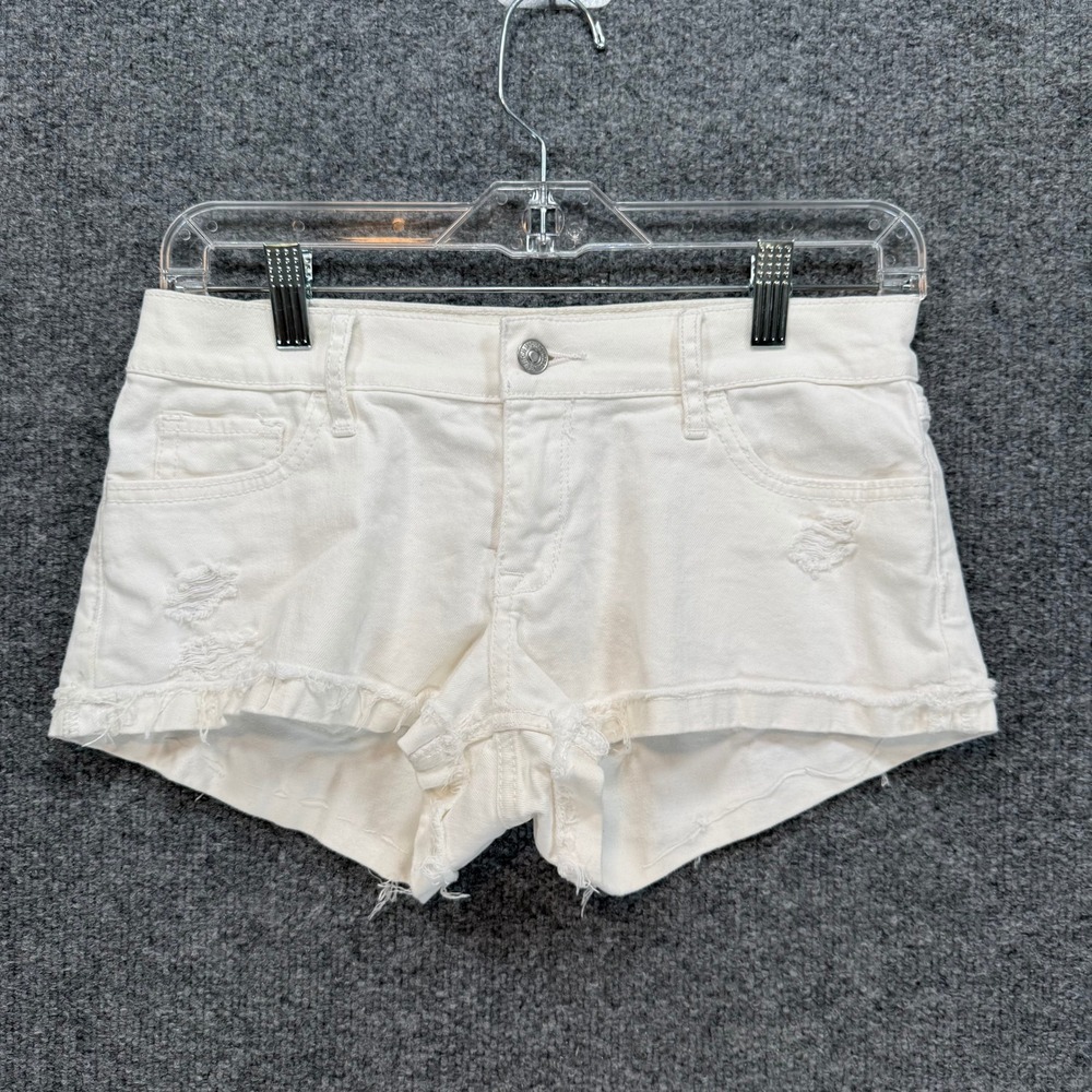 Abercrombie & Fitch Micro Mini Jean Shorts Women 0 White Low Rise Denim Y2K